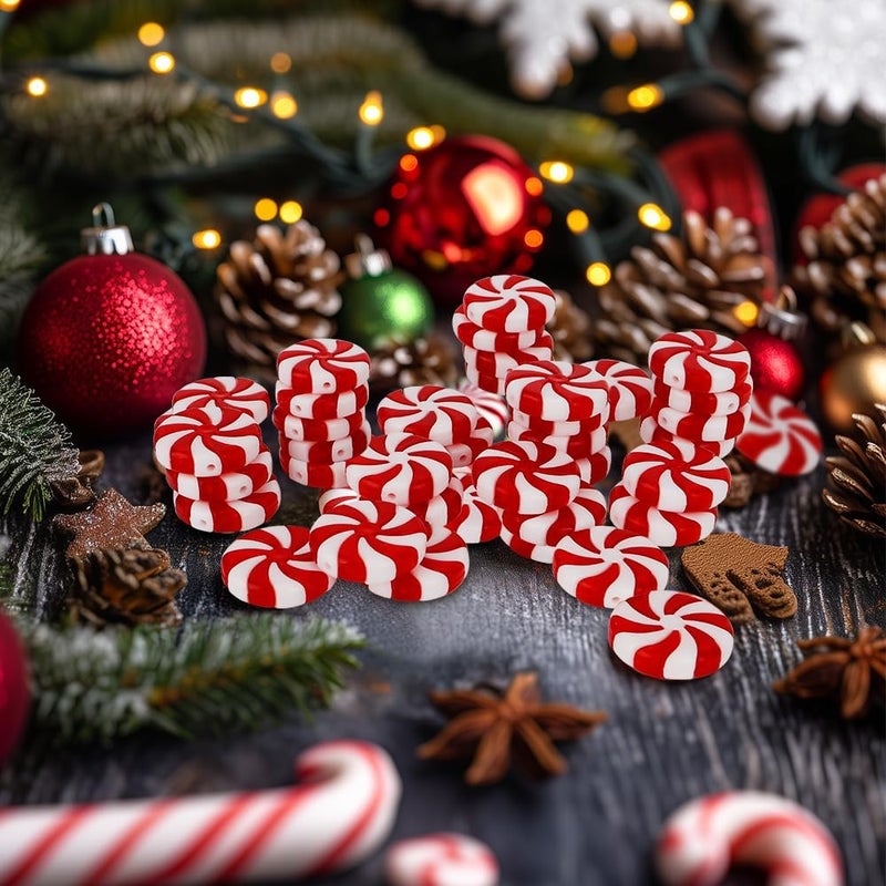 QEYMN 50 PCS Red and White Candy Cane Ornaments - Image 3